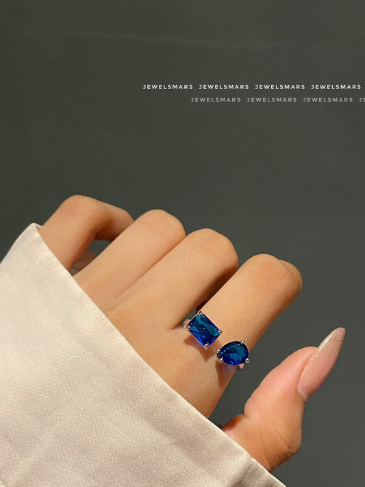Kylie Geometric Ring- Royal blue