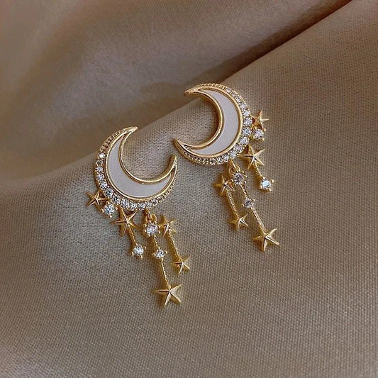 Lover’s Moon Star Drop Earrings