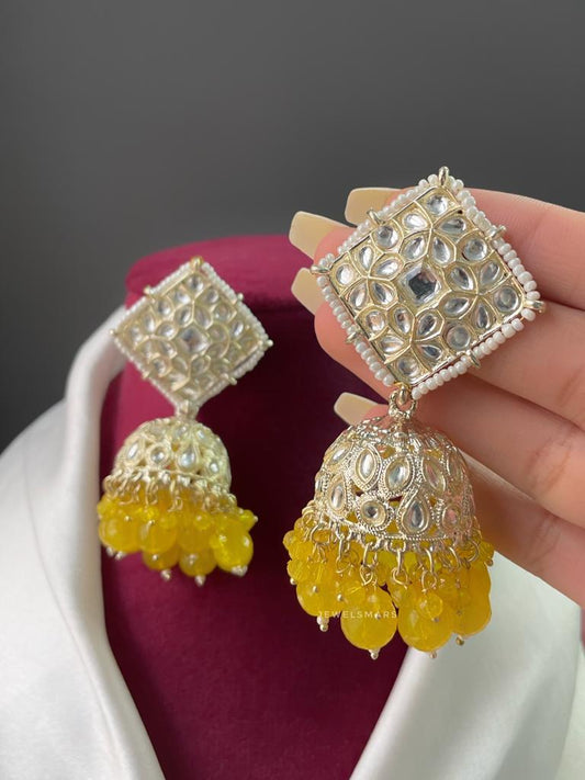 Mahima Jhumkas - yellow