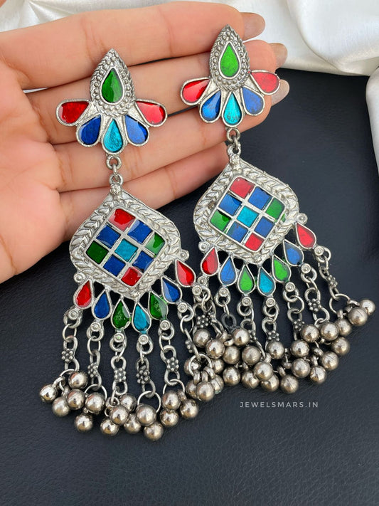 Meera Meenakari Long Earrings