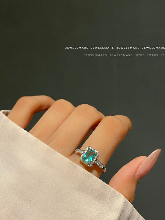 Rectangular cut Ring - sea green