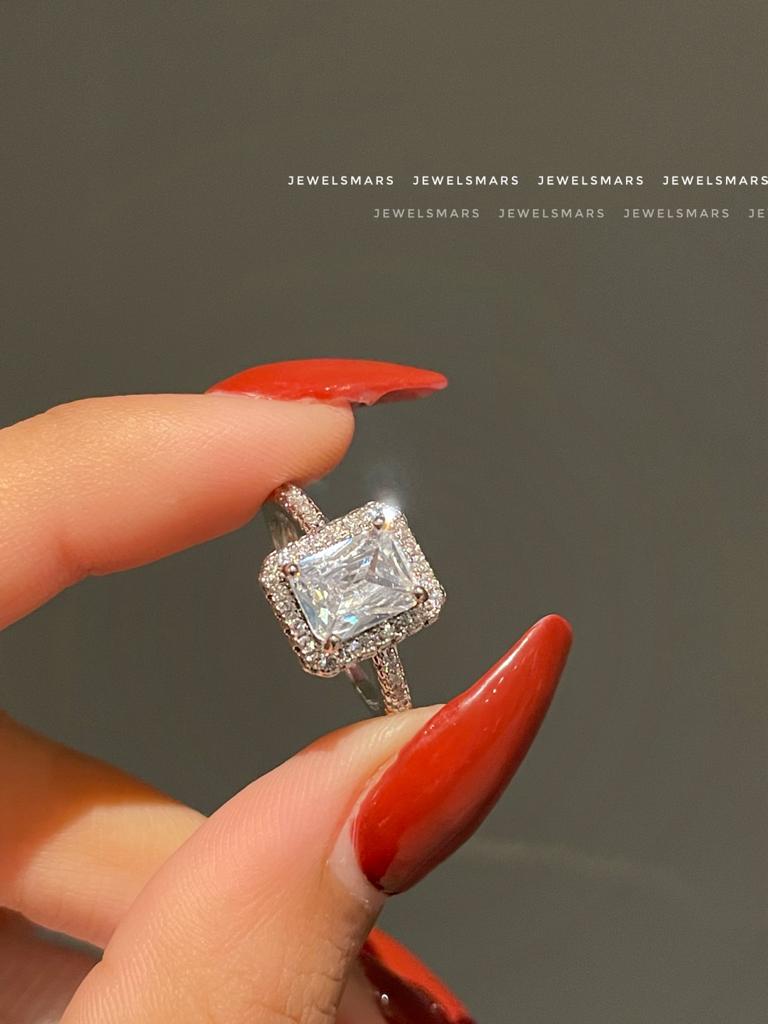 Rectangular cut Solitaire Ring – Jewelsmars