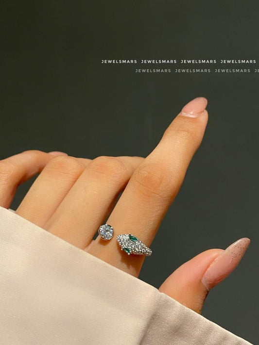 Snake Ring with Green Eyes