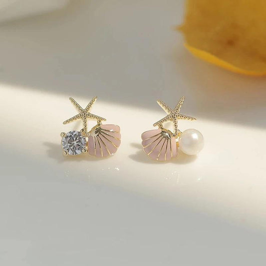 Starfish Shell Stud Earrings