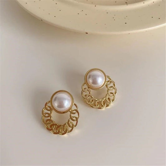 Chain Pearl Statement Earrings