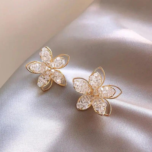 Crystal Floral Stud Earrings