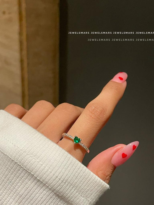 Mini Heart Ring- green