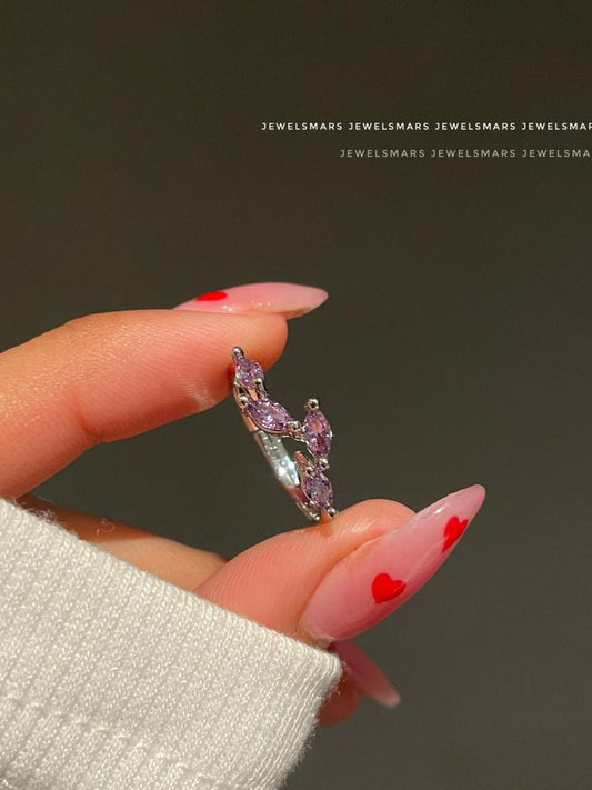 Minimal Leaf Ring – purple