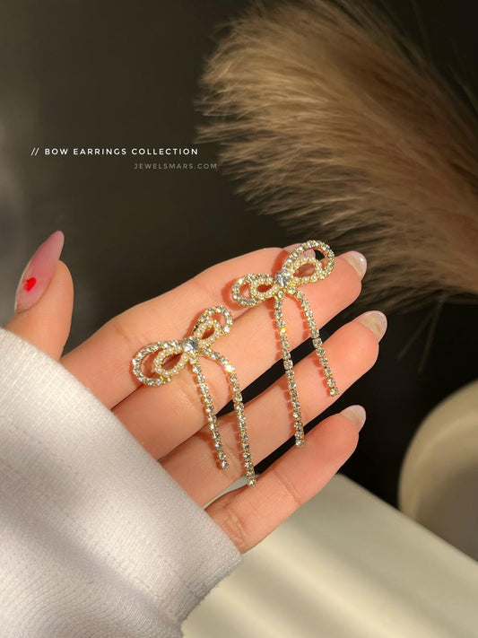 The bling bow Korean earrings