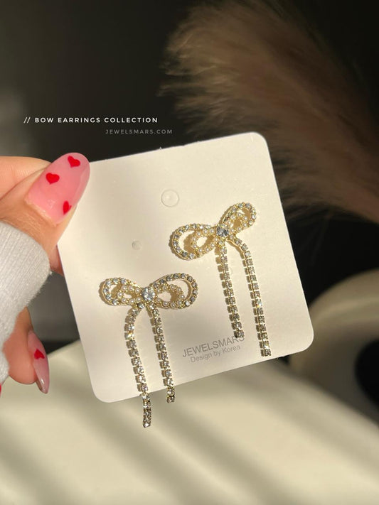 The bling bow Korean earrings