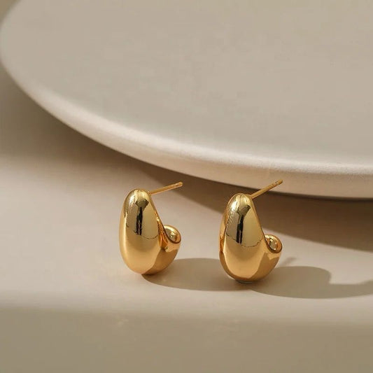 Chunky Gold Waterdrop Stud Earrings