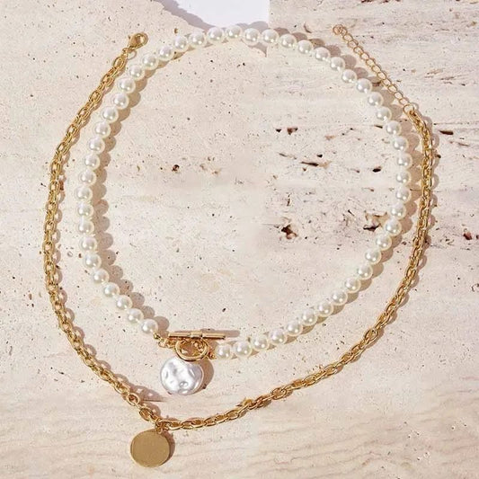 Hip Hop Pearl Layered Necklace