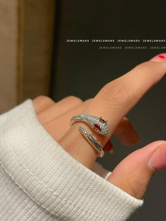 Snake Ring with Red Eyes