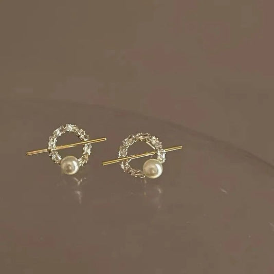 Cute Pearl Rhinestone Earrings