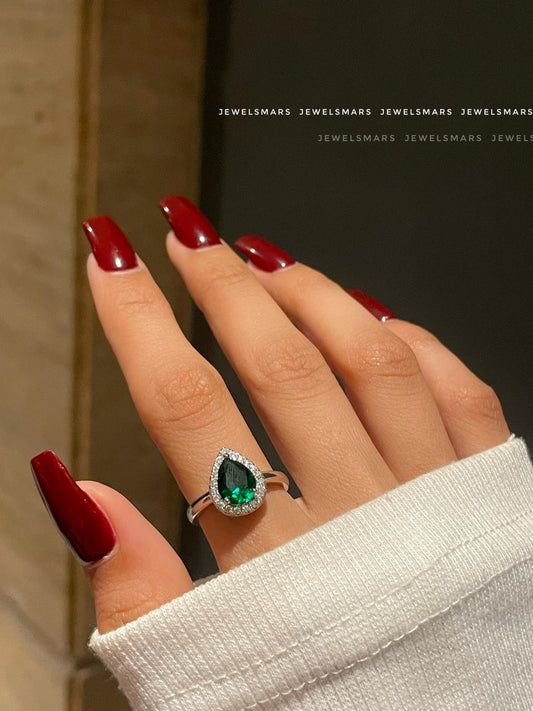 Millie Drop Ring- green