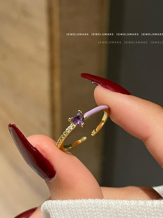 Mini Heart Ring- purple