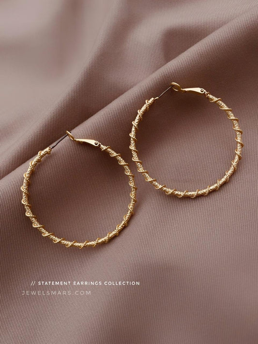 Round Textured Spiral Hoop Earrings- XL