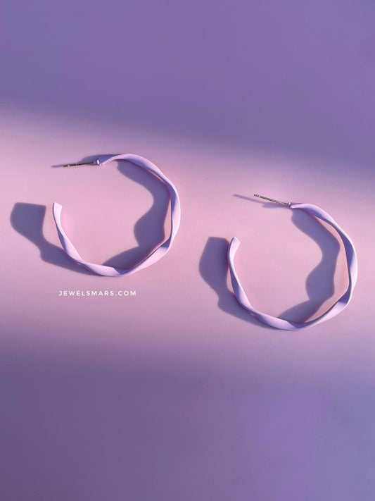 Lilac Twisted Hoop Earrings