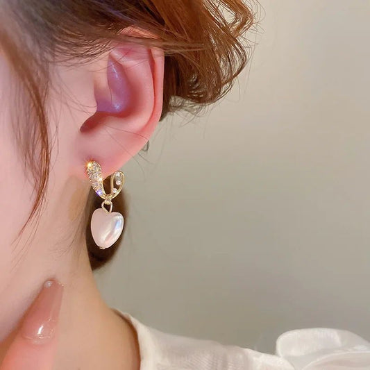 Sweet Heart Pearl drop Earrings