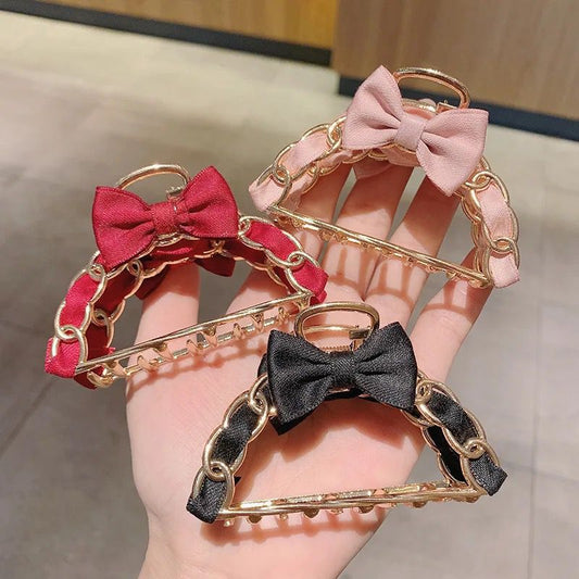 Ribbon Bow Metal Claw Clips