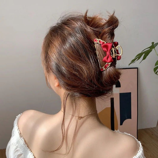 Ribbon Bow Metal Claw Clips