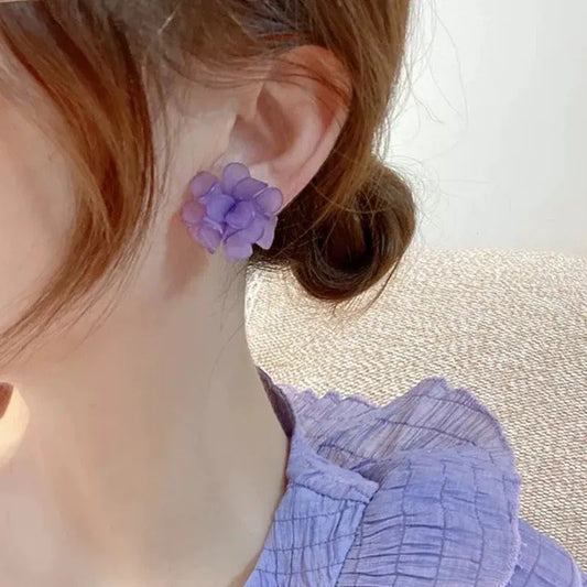 Petal Flower Earrings- purple