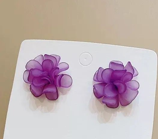 Petal Flower Earrings- purple