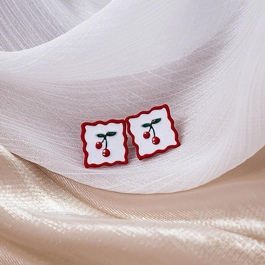 Cherry Square Earrings