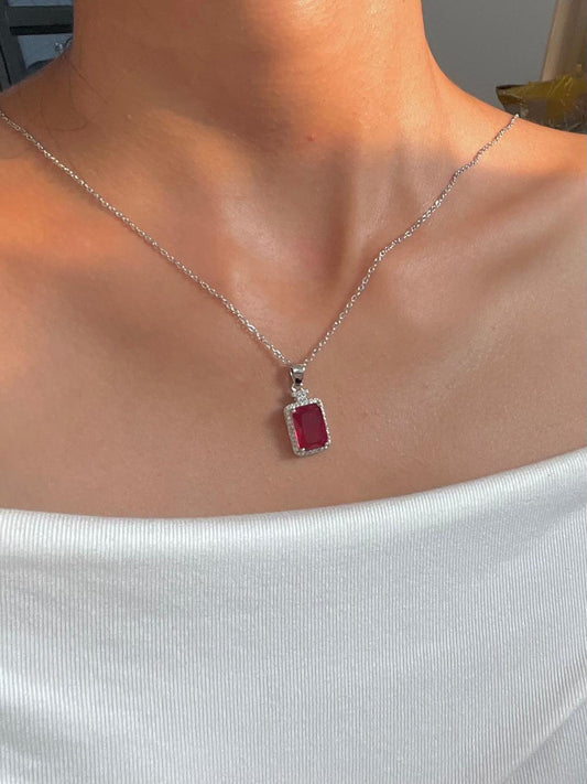 Red Solitaire Necklace