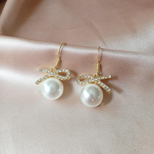 Bow Pearl Drop Earrings