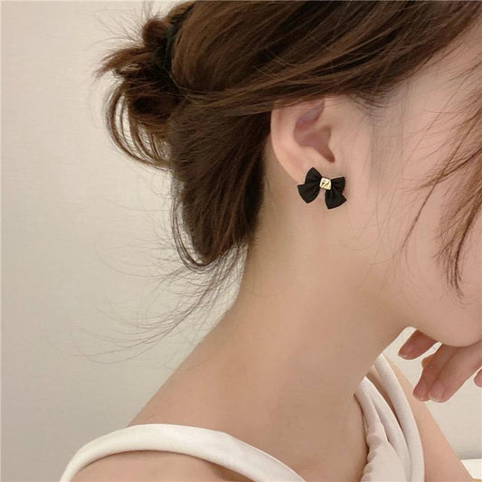 Black Bow love Earrings