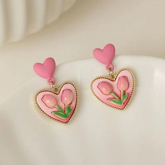 Tulip Heart Earrings