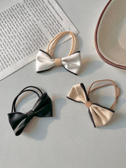 Faux Leather Bow Hairties