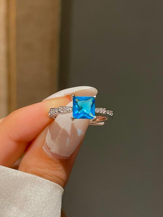 Square cut Ring- teal blue