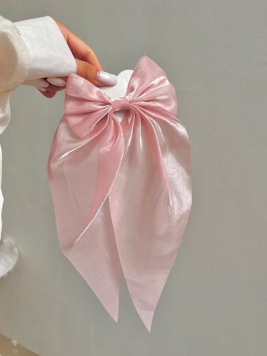 Long tail Bow- baby pink