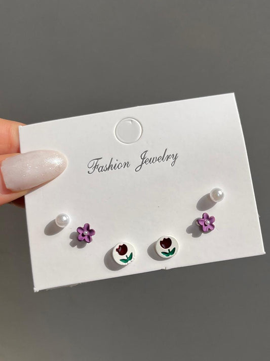 “Purple Flowers”earrings combo