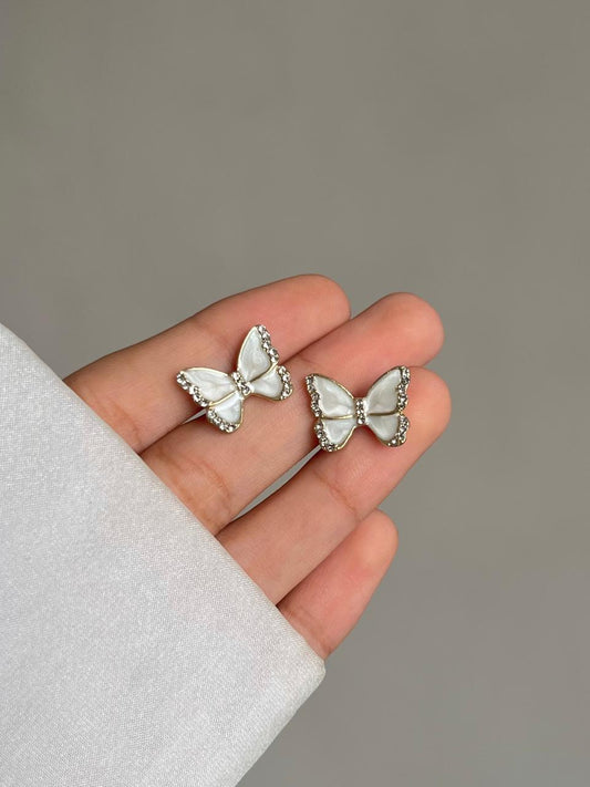 Butterfly Stud Earrings- white