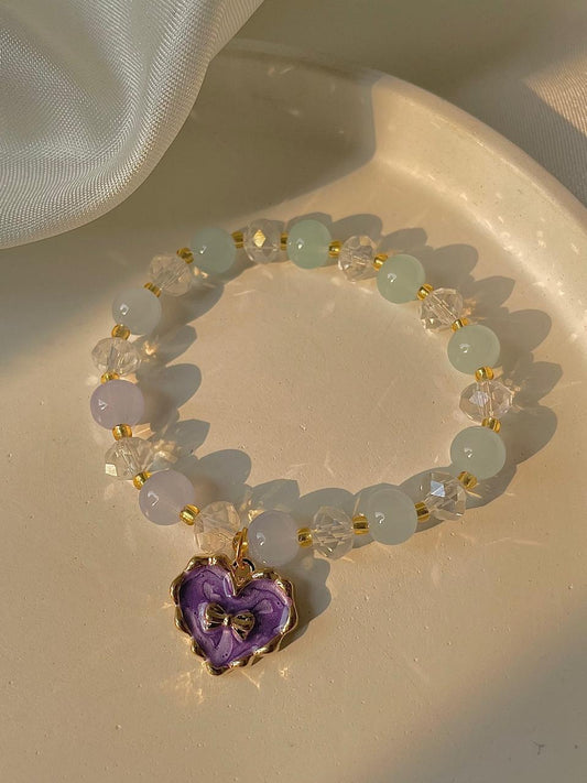 Heart of Bow bracelet- blue purple