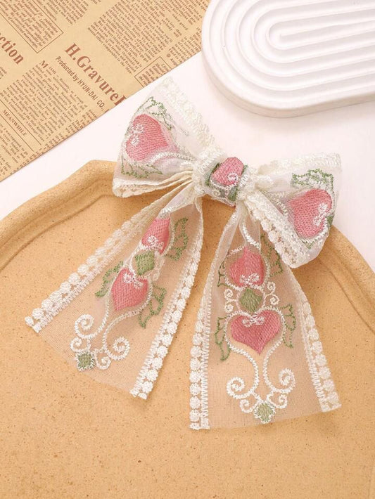 Dreamy Hearts Hair Bow- pink