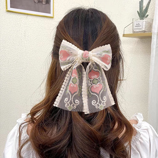 Dreamy Hearts Hair Bow- pink