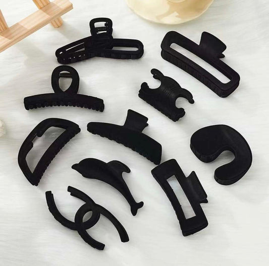 Combo of 10 Hair Claw Clips- black