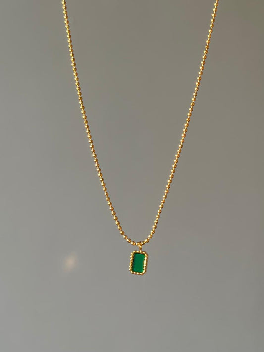 Elina Minimal Necklace - green [18k gold plated]