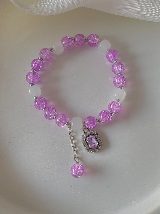 Gemstone Beaded Bracelet- purple