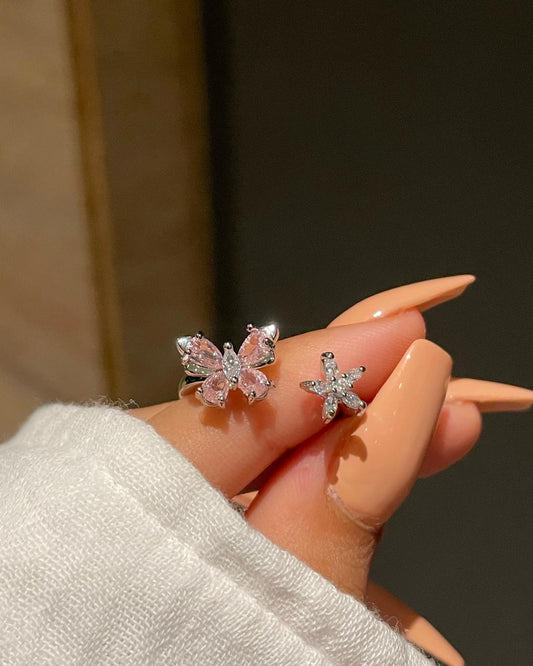 Butterfly Flower Ring- pink