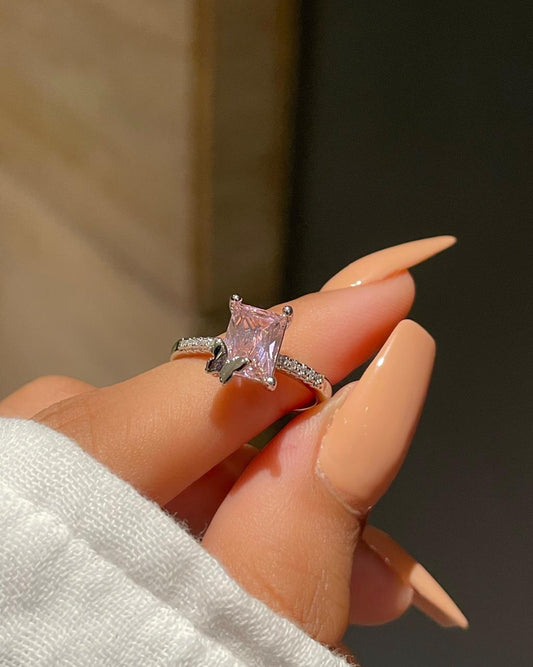 Butterfly on the Solitaire Ring- pink