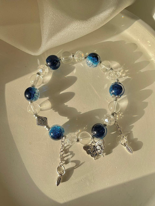 Butterfly Beaded Bracelet- Royal Blue