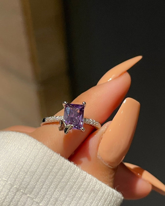 Butterfly on the Solitaire Ring- purple