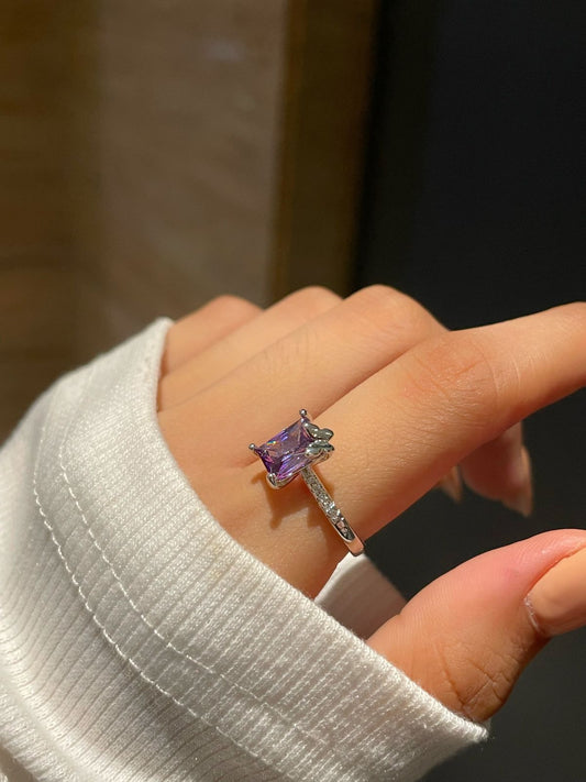 Butterfly on the Solitaire Ring- purple