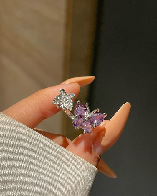 Dual Butterflies Ring- purple