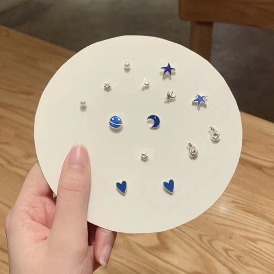 Moon Star Combo of 7 stud earrings